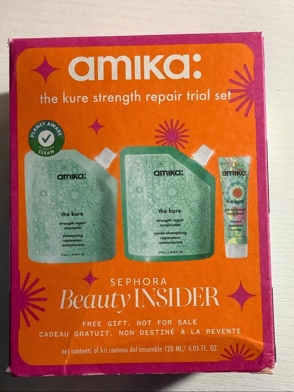 amika Orange Box with Teal Pouches Trial Hair Repair Set